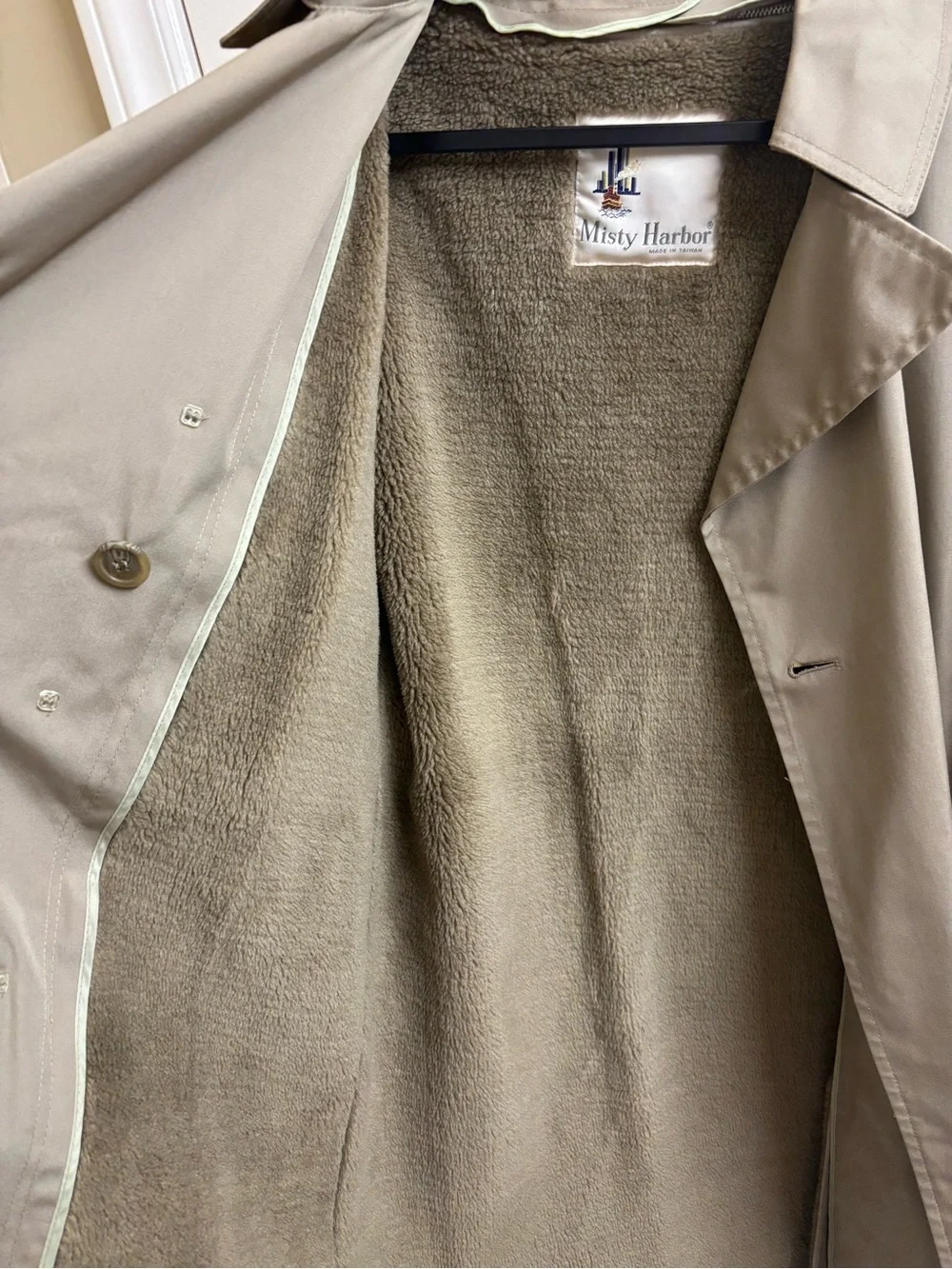 Vintage Misty Harbor Trench Coat Womens 14R Tan Belted Zip Out Liner Warm Jacket